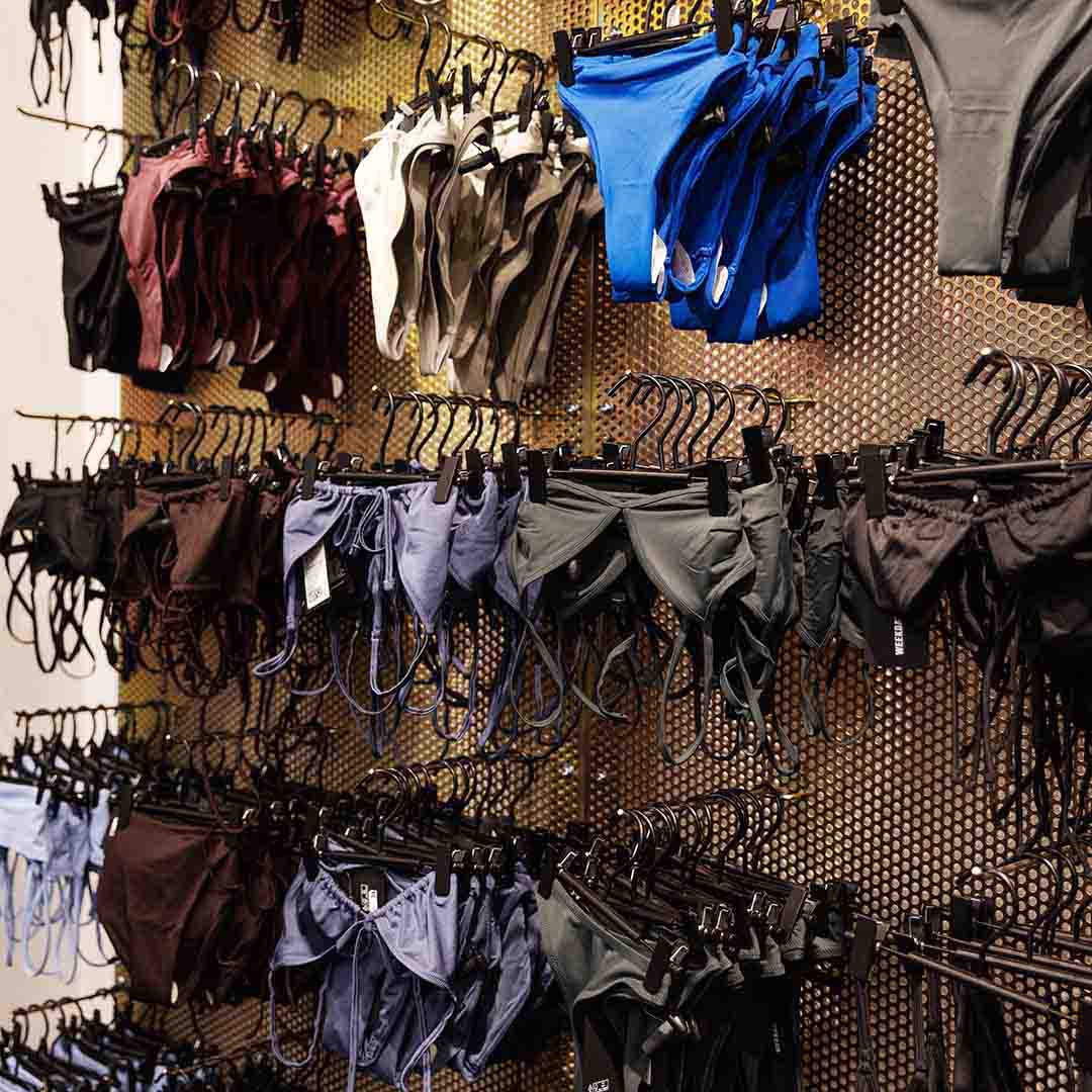 Bikinis in various colors from Weekday in Frederiksberg.